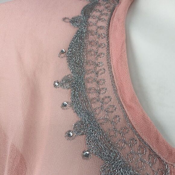 Kommotion NY peach sheer 3/4 sleeve blouse - Picture 2 of 8
